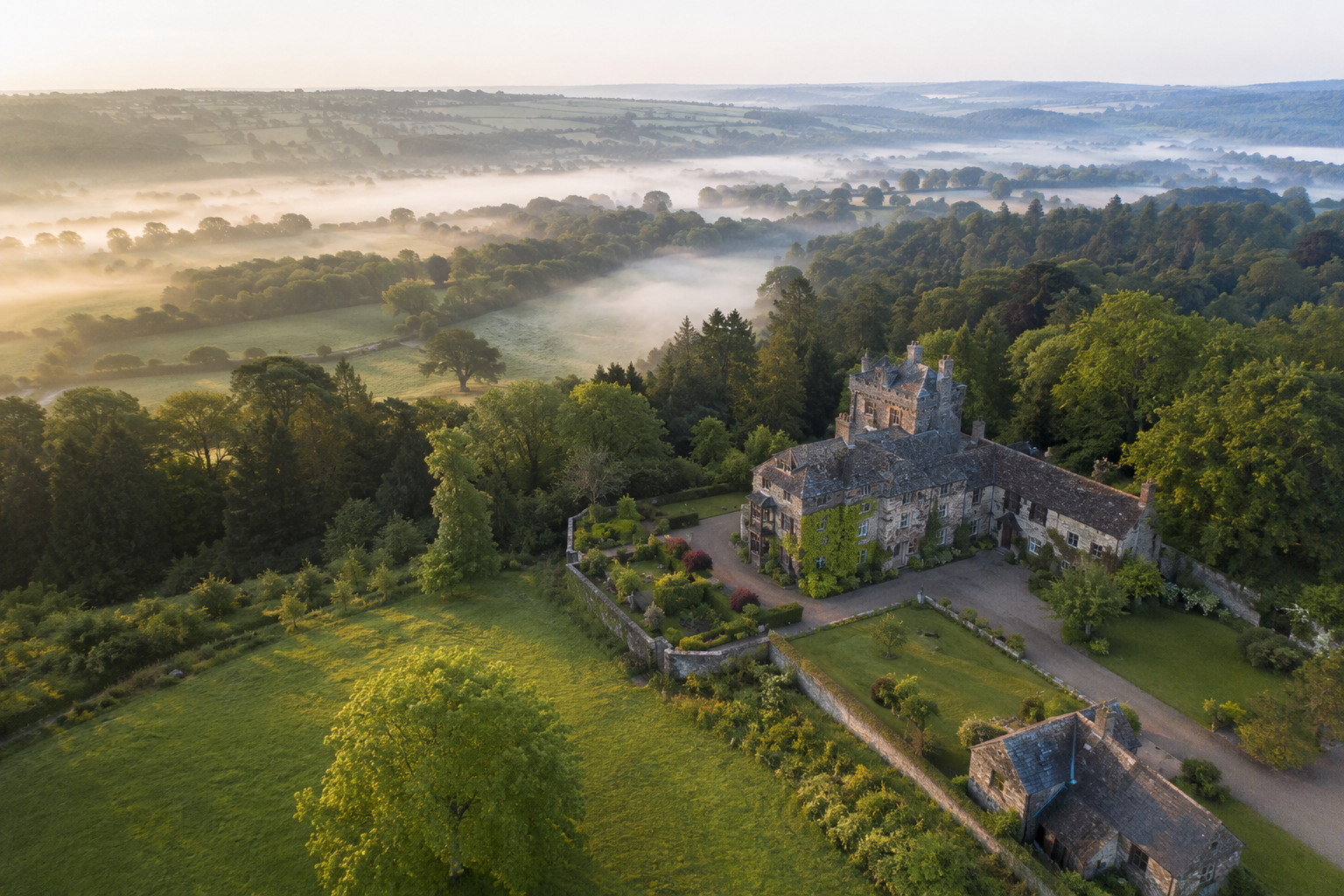 Country property photographed from the air