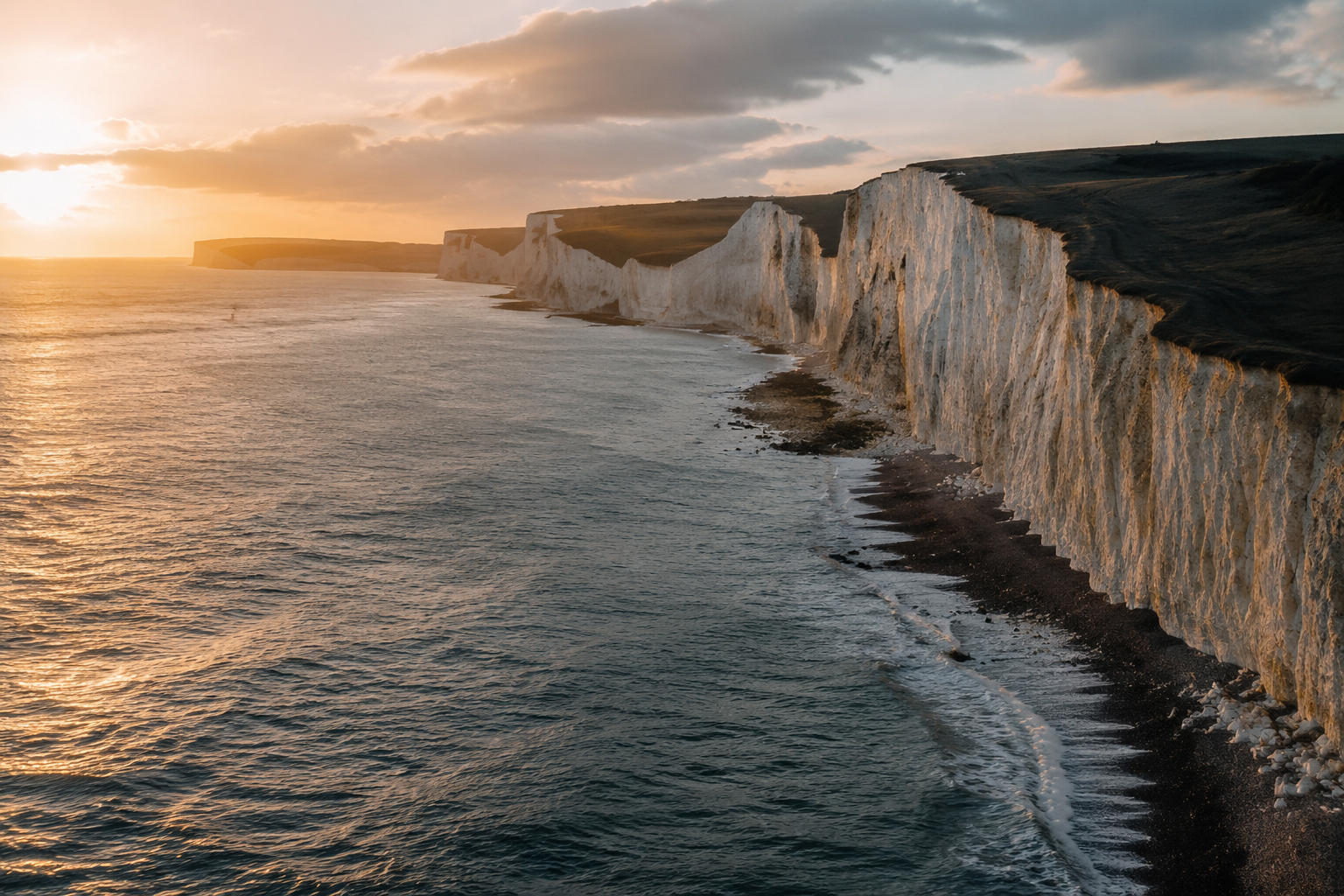 British coastline filmed from the air